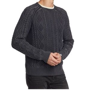Rag & Bone Men's Charcoal Aran Knit Sweater